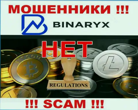 На интернет-портале мошенников Binaryx не говорится о регуляторе - его просто нет