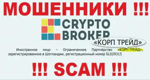Инфа о юридическом лице internet обманщиков CryptoBroker