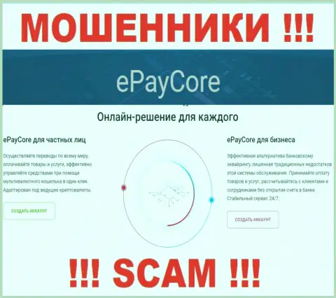 Не стоит верить, что деятельность EPayCore в области Платежный сервис легальная