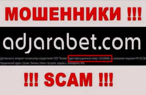 Рег. номер AdjaraBet, который показан обманщиками у них на интернет-сервисе: 405076304