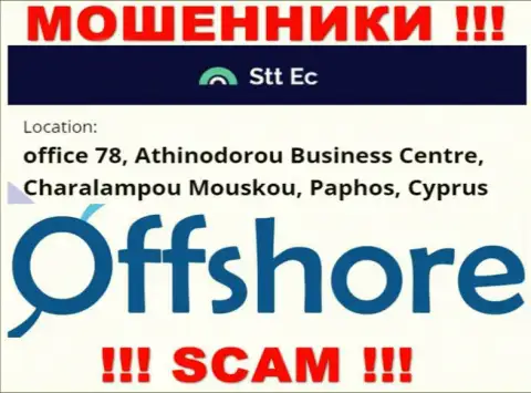 Довольно-таки опасно работать, с такого рода internet мошенниками, как контора СТТ ЕС, ведь скрываются они в оффшорной зоне - office 78, Athinodorou Business Centre, Charalampou Mouskou, Paphos, Cyprus