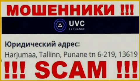 UVC Exchange - это мошенническая компания, которая зарегистрирована в офшоре по адресу: Harjumaa, Tallinn, Punane tn 6-219, 13619