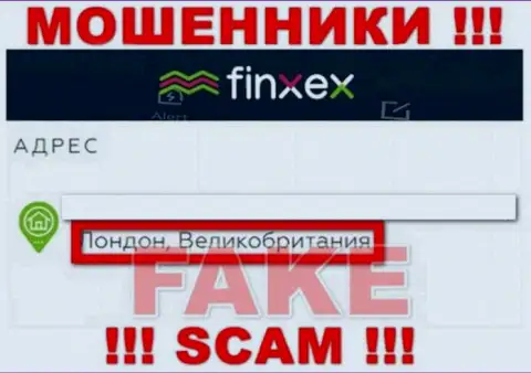 Finxex Com решили не распространяться о своем достоверном адресе регистрации
