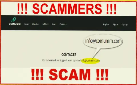 Coinumm Com scammers email address