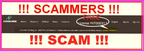 Coinumm Com swindlers do not have a license - caution
