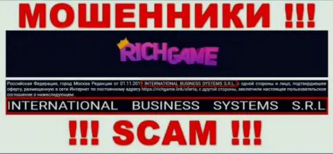 Контора, управляющая ворами Rich Game - это NTERNATIONAL BUSINESS SYSTEMS S.R.L.