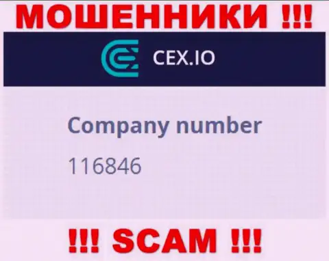 Номер регистрации компании СиИИкс Ио - 116846