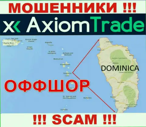 AxiomTrade намеренно скрываются в оффшорной зоне на территории Dominica, кидалы