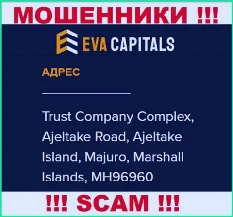На веб-сервисе EvaCapitals предоставлен офшорный адрес регистрации организации - Trust Company Complex, Ajeltake Road, Ajeltake Island, Majuro, Marshall Islands, MH96960, будьте очень осторожны - это ворюги