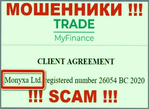 Вы не сбережете свои вклады сотрудничая с конторой Trade My Finance, даже если у них есть юридическое лицо Monyxa Ltd