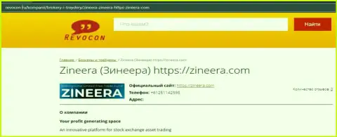 Обзор об биржевой площадке Зинеера на веб-сервисе revocon ru