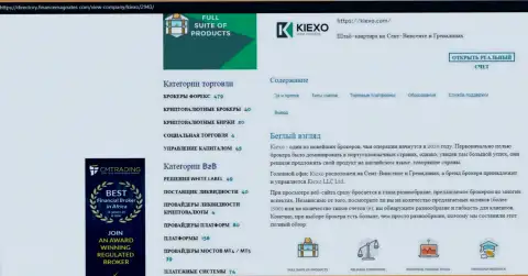 Обзор об работе ФОРЕКС дилинговой организации Kiexo Com, размещенный на сервисе Директори ФинансМагнатес Ком