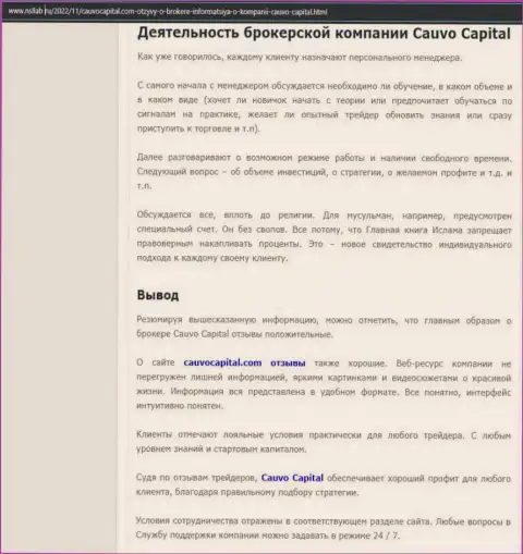 Дилинговый центр Cauvo Capital описан в статье на сайте нсллаб ру
