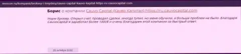 Позитивный отзыв о брокере Кауво Капитал на веб-портале Revocon Ru