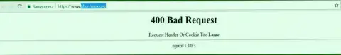 Официальный web-ресурс компании Фибо Форекс несколько дней недоступен и выдает - 400 Bad Request (ошибка)